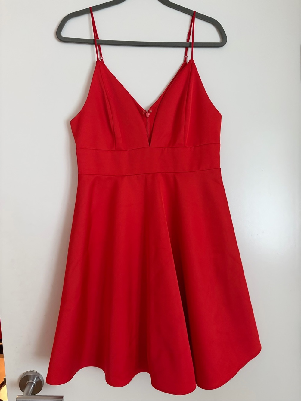 H&M Red V-Neck Fit-and-Flare Mini Dress